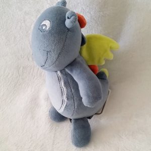 Doudou Dragon bleu grelot ailes verte ORCHESTRA