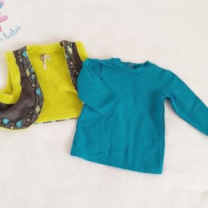 Ensemble T-shirt turquoise + Gilet bébé fille 3 MOIS ORCHESTRA