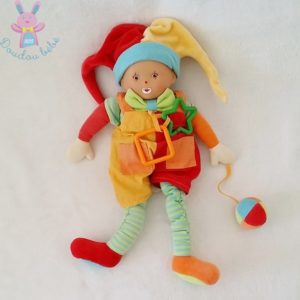Doudou Poupée Lutin Arlequin coloré jouet éveil bébé COROLLE