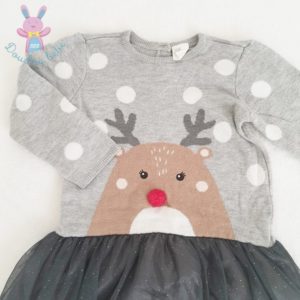 Robe grise tulle renne Noël bébé fille 24 MOIS H&M