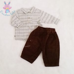 Ensemble Pantalon marron + Chemise bébé garçon 3 MOIS OBAIBI