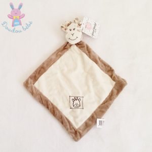 Doudou plat Girafe grelot marron crème blanc ACTION