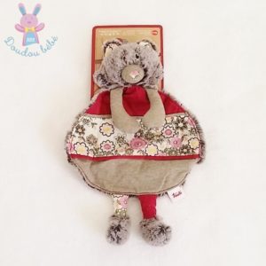 Doudou plat Chat Berlioz gris bordeaux fleurs Forest Angels TRUDI