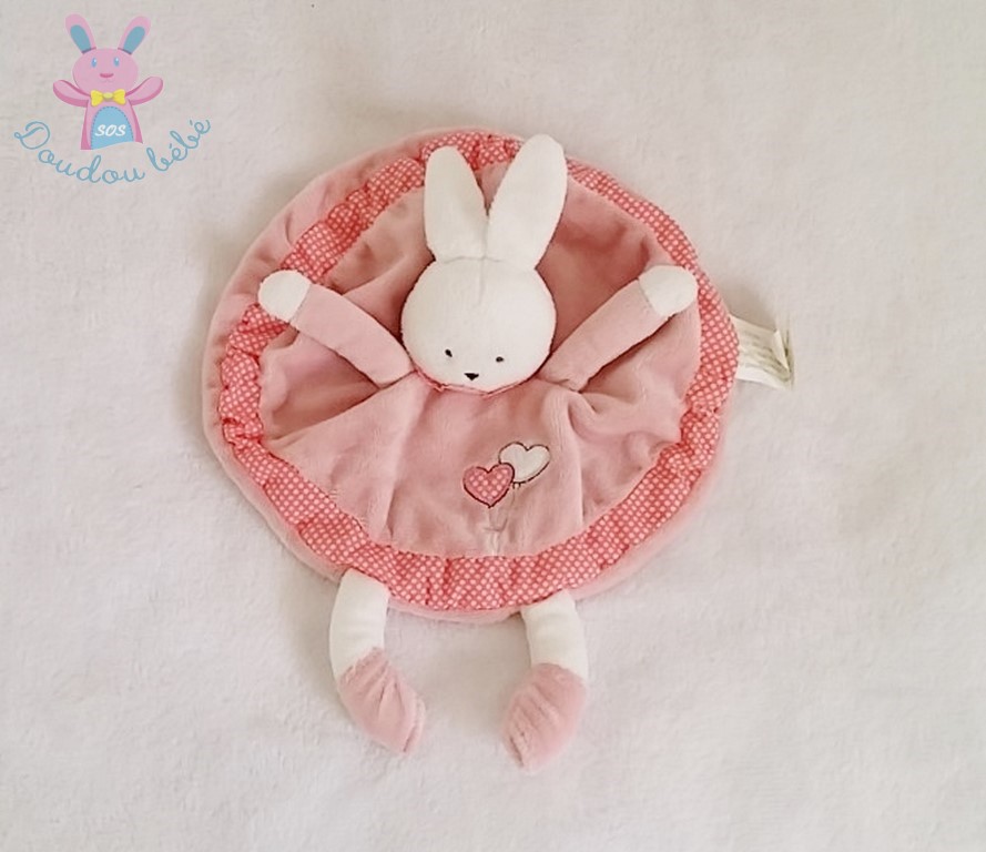 Doudou lapin rond Rose