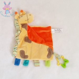 Doudou plat Girafe orange jaune étoile KIMBALOO