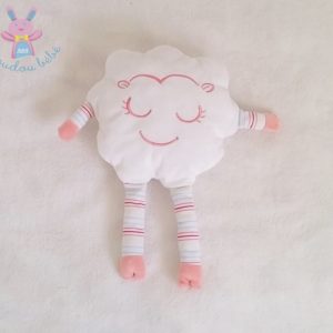 Doudou Nuage blanc rose et rayé Brioche KIMBALOO