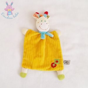 Doudou plat Girafe jaune et vert MOTS D’ENFANTS