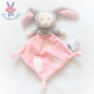 Doudou plat Ours lapin rose gris luminescent MOTS D’ENFANTS