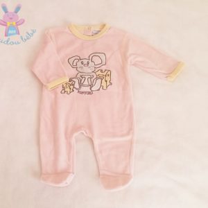 Pyjama velours rose Souris bébé fille 3 MOIS BABYGRO