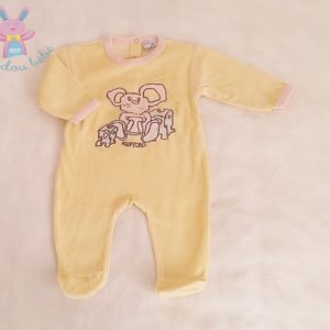 Pyjama velours jaune rose Souris bébé fille 3 MOIS BABYGRO