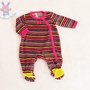 Pyjama velours rayé coloré bébé fille 3 MOIS ORCHESTRA