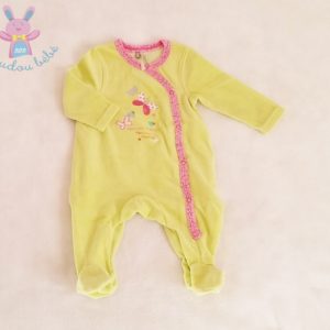 Pyjama velours anis et rose bébé fille 3 MOIS ORCHESTRA