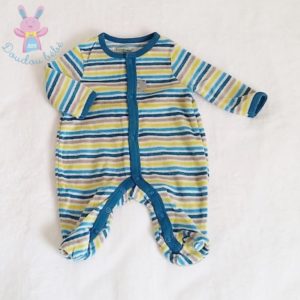 Pyjama velours rayé bleu bébé garçon 0 MOIS PREMAMAN