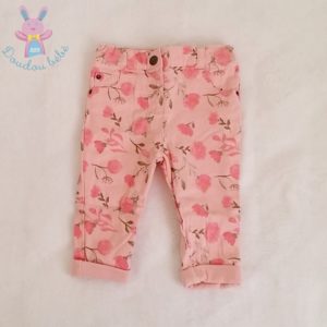 Pantalon doublé rose fleurs bébé fille 6 MOIS ORCHESTRA