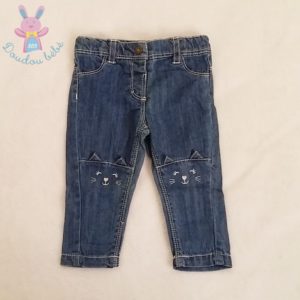 Pantalon jean bleu Chat bébé fille 6 MOIS