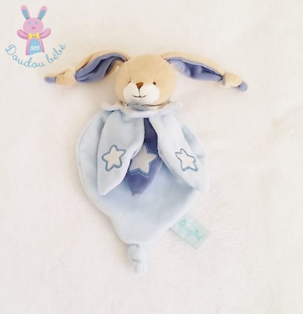 Doudou plat Lapin bleu étoiles luminescent BABY NAT