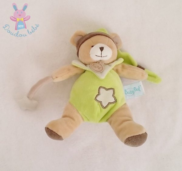 Doudou Ours beige vert luminescent BABY NAT