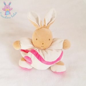 Doudou Lapin boule écru beige rose TAKINOU