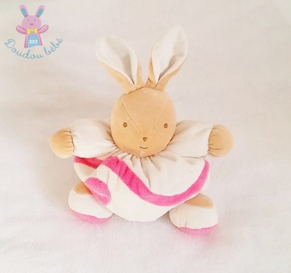 Doudou Lapin boule écru beige rose TAKINOU