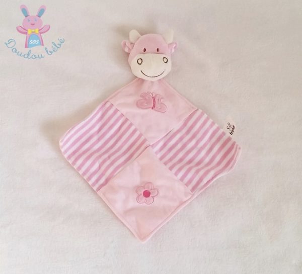 Doudou plat Vache tissu rayé SOFT FRIENDS