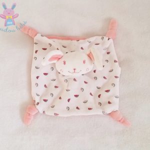 Doudou plat Lapin blanc rose TAO TAPE A L’OEIL