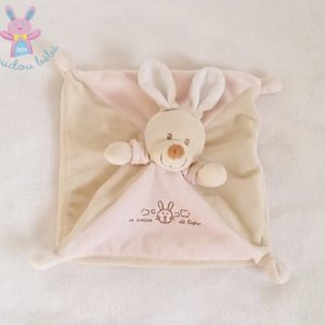 Doudou plat Un amour de Lapin beige rose Vétir