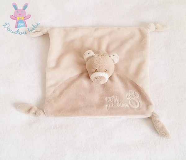 Doudou plat Ours beige 100 % P'TIT BISOU
