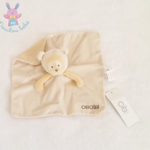 Doudou plat Singe Panda Ours beige crème OBAIBI