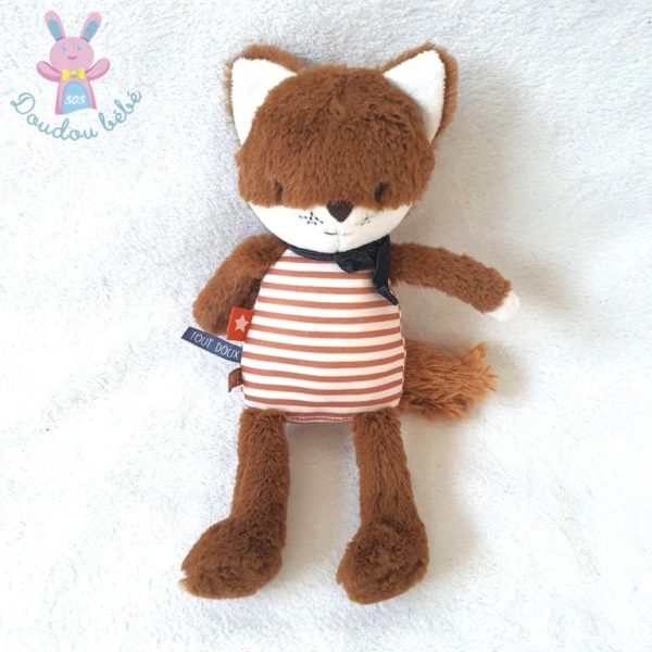 Doudou Renard marron blanc et rayé TAPE A L'OEIL TAO