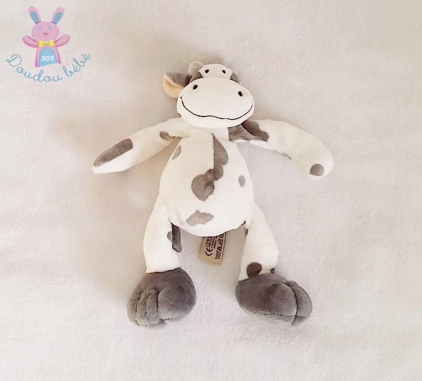 Doudou Vache blanc gris THE PLUSHIES