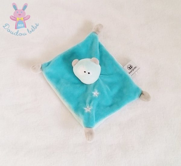 Doudou plat Monstre Ours bleu SYSTEME U