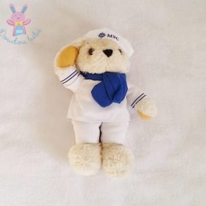 Doudou Ours beige blanc bleu MSC Croisières