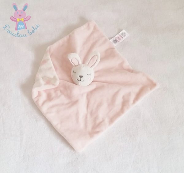 Doudou plat Lapin rose blanc nuages PRIMARK