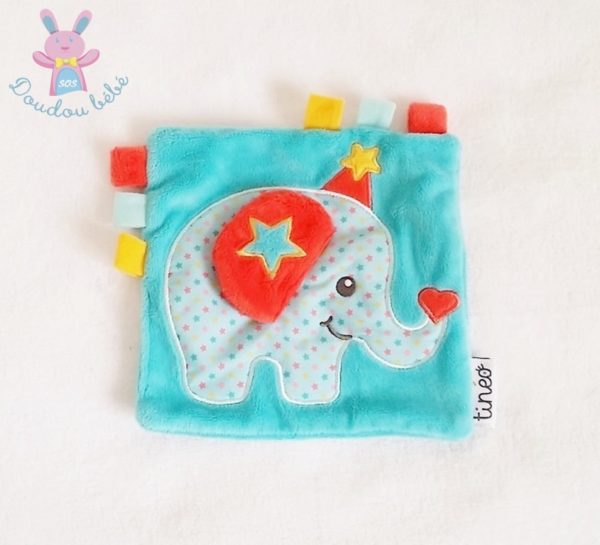 Doudou plat éléphant bleu étoiles Tinéo