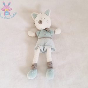 Doudou Loup Lulu bleu gris blanc SAUTHON