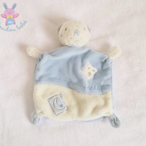 Doudou plat Ours Neil bleu écru SAUTHON