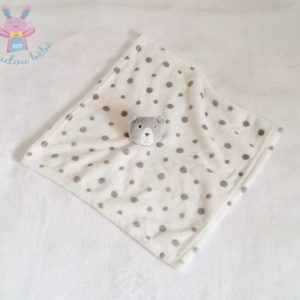 Doudou plat Ours blanc gris à pois PRIMARK