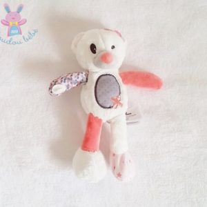 Doudou Ours blanc rose gris TAPE A L’OEIL TAO