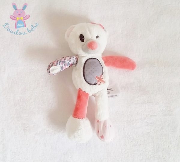 Doudou Ours blanc rose gris TAPE A L'OEIL TAO