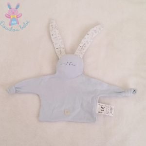 Doudou plat Lapin bleu blanc étoiles nuages PETIT BATEAU