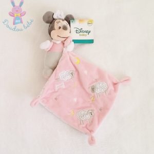 Doudou Minnie rose gris mouchoir rose moutons 123 dos étoiles DISNEY