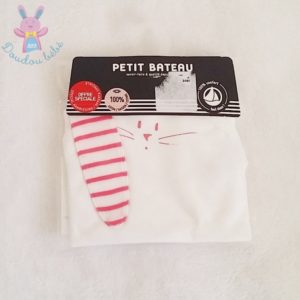 Doudou plat Lapin blanc rayé rose PETIT BATEAU