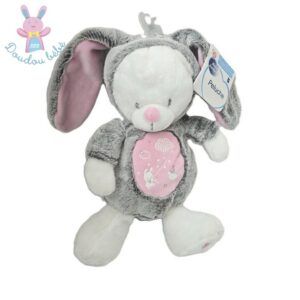 Doudou Ours déguisé en Lapin gris rose MOTS D&rsquo;ENFANTS