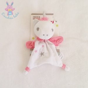 Doudou plat Licorne blanc rose étoiles TOM ET ZOE BABOU