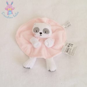 Doudou plat Ours Panda marionnette rose blanc TOM ET ZOE BABOU