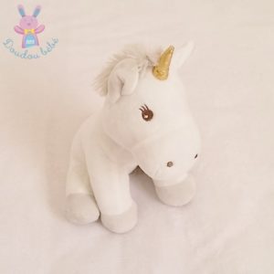 Doudou peluche Licorne blanche grise ATMOSPHERA JJA