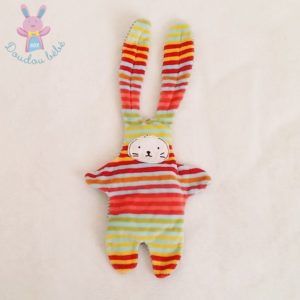 Doudou plat Lapin rayé multicolore CATIMINI