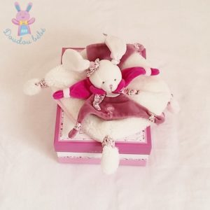 Lapin plat Cerise rose DOUDOU ET COMPAGNIE