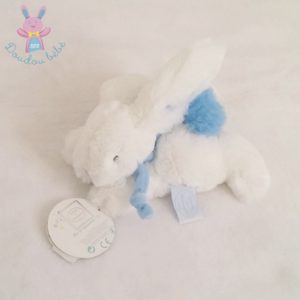 Doudou Lapin Pompon bleu blanc 20 cm DOUDOU ET COMPAGNIE