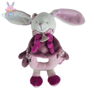 Doudou hochet Lapin Cerise rose framboise DOUDOU ET COMPAGNIE